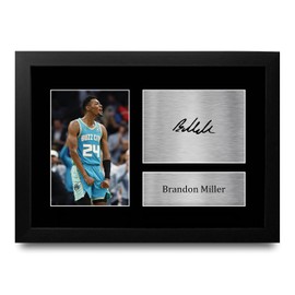 HWC Trading FR A4 Brandon Miller Charlotte Hornets Basketball Gifts Printed Signed Autograph Picture for Basketball Memorabilia Fans - A4 Framed