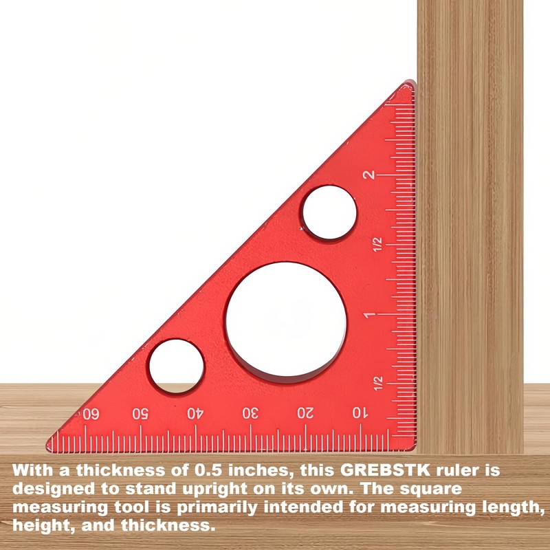 GREBSTK Aluminum Alloy Triangle Ruler, 45 Degree Angle Ruler Carpentry