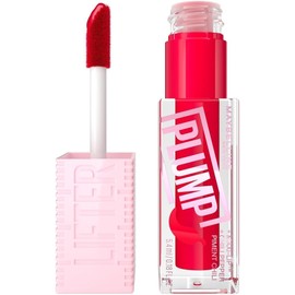 Maybelline Lifter Plump Brillo Labial Voluminizador, Maquillaje para Labios con Efecto Relleno Instantáneo, Fórmula con Chile y Maxi-Lip, Acabado Brillante, Tono Red Flag, 5.4 ml