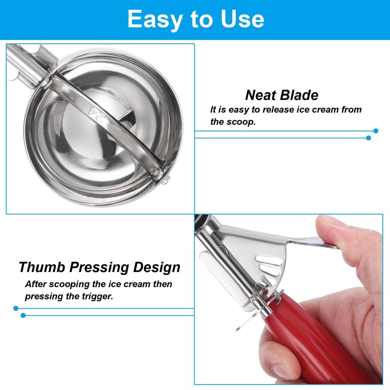 PATIKIL Ice Cream Spoon with Trigger 1.3oz Stainless Steel Scoop