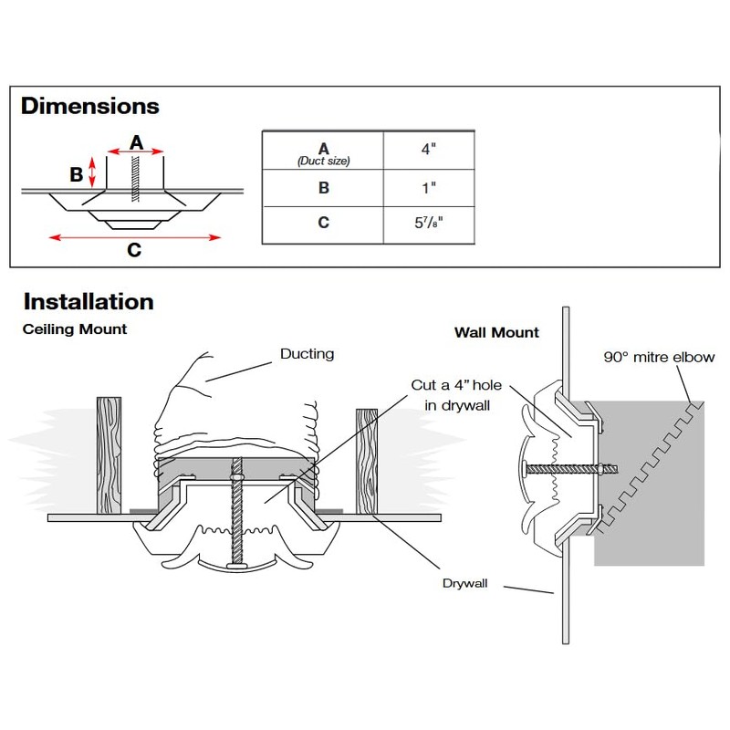 Easy Air Ceiling/Wall Grille - 4 inch