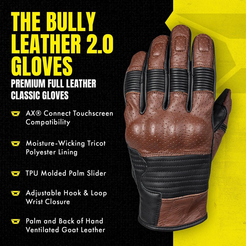 cortech Bully Leather 2.0 Motorcycle Gloves