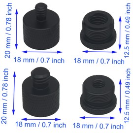 SYCZIOHU Microphone Stand Adapter Combo Pack 4 Pcs Different Thread Camera Screw Tripod Adapter for Microphone Stand and Camera Stand (1/4 & 3/8 to 5/8）