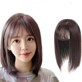 Hairpiece Part Wig, Top Cover, Women's, Bangs, Wig, Thin, Thin, Conceals Gray Hair, Hides Thinning Hair, Hair Loss, For Women (Dark Brown)