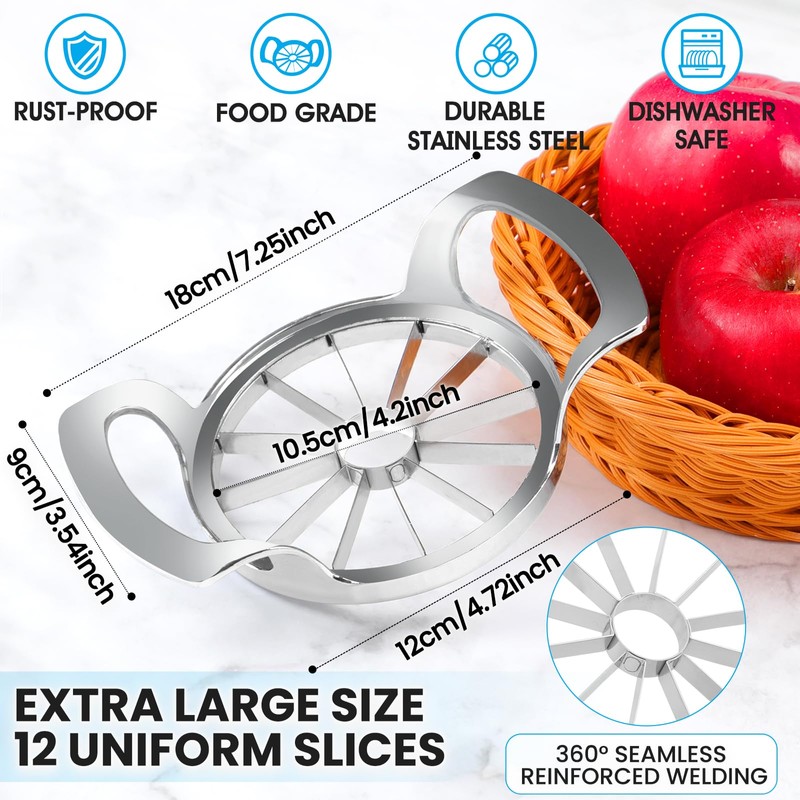 AUBENR 4.72 Inch Extra Large Apple Slicer with 12 Blades