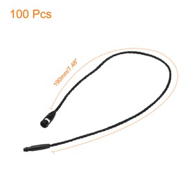 QUARKZMAN Polyester Rope Hanging Tag Snap Lock Pins Loop Price Tag Fastener 190mm/7.48" Length, 0.6mm/0.02" Diameter, Pack of 100, Black