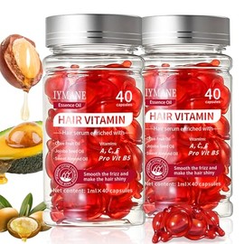 80 Cápsulas de Vitaminas para el Cabello, Tratamiento Cabello Seco y Maltratado, Aceite Hidratante y Anti-Frizz para Cabello, Suero Capilar para Mujer con Aceite de Argán Vitaminas A C E y B5
