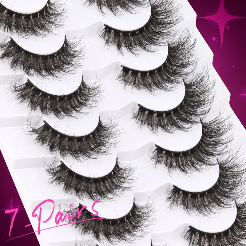 Veleasha False Eyelashes Wispy Faux Mink Lashes Fluffy Handmade Fake