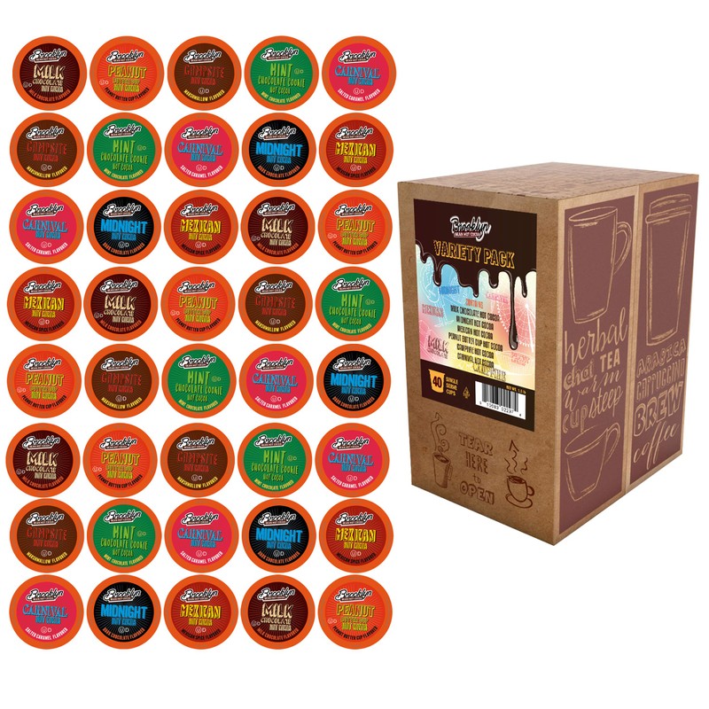 Brooklyn Beans Hot Chocolate Variety Pack Pods, Compatible with 2.0