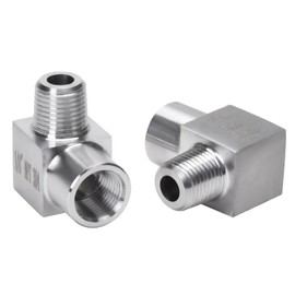 DERPIPE 90 Degree Street Elbow - 1/8" NPT Male to 1/8" NPT Female Stainless Steel 304 Heavy Duty Forged Square Barstock Street Elbow Adapter Pipe Fitting (pack of 2)