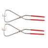 2pcs Dipping Tongs Red Handle Stainless Steel Easy Cleaning Stable