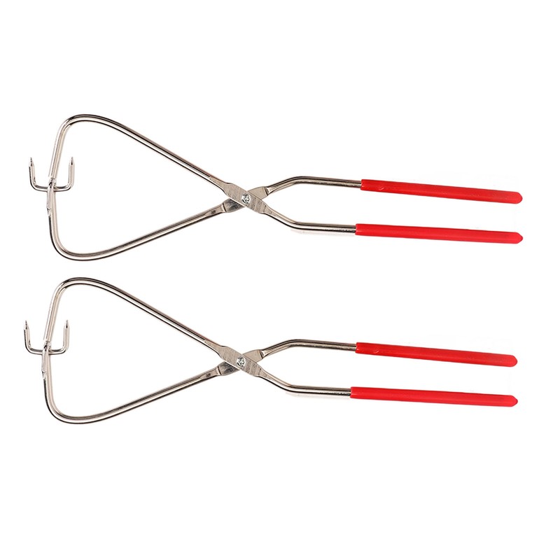 2pcs Dipping Tongs Red Handle Stainless Steel Easy Cleaning Stable