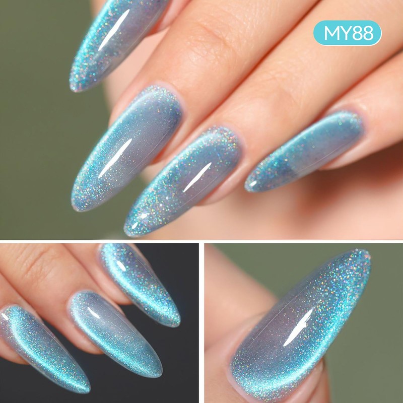 Born Pretty Blue Cat Magnetic Eye Gel Nail Polish, Rainbow
