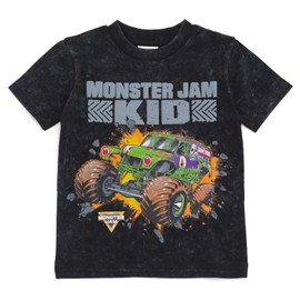 Monster Jam Grave Digger Toddler Boys Vintage Wash Matching Family T-Shirt Black Kids 2T