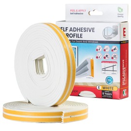 Sanojtape Dichtungsband, E-Profil Weiß, 16 Meter Selbstklebende EPDM-Gummidichtung Ideal Dämmung Isolierung Fenstern Türen 16 Meter Energieeffizienz E-Profil