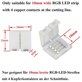 LITAELEK LITAELEK 10pcs 4 poligen LED Verbinder mit Klippbefestigung LED Strip Connector LED Stecker LED Schnellverbinder fr 10mm Breit SMD 5050 RGB LED Streifen Stripes (10 Stck)