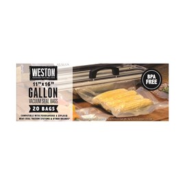 Weston 42 Count Gallon Size, 11" x 16" Vacuum Sealer Bags for Food, BPA-Free, for Meal Prep and Sous Vide, Microwave Safe (30-0108-W), Qty 11x16, Transparent