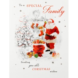 Piccadilly Greetings Traditional Christmas Card To A Family - 8 x 6 inches