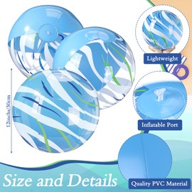 JolliLudo 10 Pack 12 Inch Beach Balls Wave Strip Inflatable/Blow-up Beach Ball, Summer Theme Party Favor Pool Toys Pool Ball for Summer Parties, Outdoor Water Games