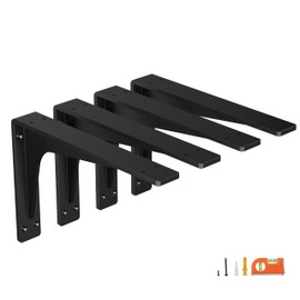 NEODROP 10 Inch Heavy Duty Shelf Brackets, Premium Metal Wall Bracket for Mantel, Countertop Support, Garage Storage Shelves | High Strength Corner Brace | 4-Pack Floating Shelf Hardware