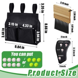 Dunzy 3 Pcs Umpire Gear Set Includes Baseball Umpire Brush, Black Umpire Ball Bag and Umpire Indicator for Men Youth Referee Equipment Accessories Kit