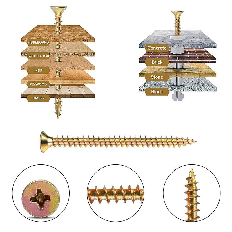 Drenky M4 x 50mm Self Tapping Screws, 100 Pcs Zinc