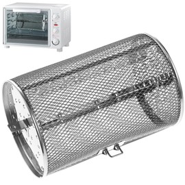 DEARMAMY Air Fryer Oven Basket,360 Degree Heating Rotating Design Oven Cages Rotisserie Basket for Baking Nuts, Coffee Beans, Peanut or BBQ Roaster Tool,7.09 x 4.72 x 4.72, Stainless Steel