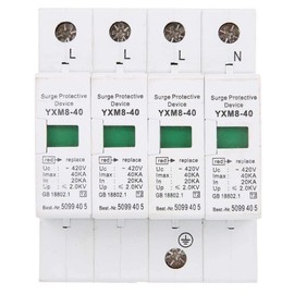 220 V Home Surge Protector, 4P 40KA Home Surge Protection DIN Rail Low Voltage Protection Surge Protection Device for Lightning Protection for Protection Electrical Systems Household Appliances