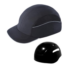Lightweight Safety Hard Hat Baseball Bump Cap Head Protection Cap Safety Bump Cap Hat Baseball Cap Style Safety Hat Breathable Hard Hats(Black-Medium)