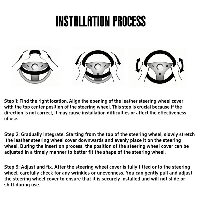 Car Leather Steering Wheel Cover Anti-Slip Steering Wheels Accessories Compatible