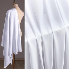 White Drapable Cotton Polyester Fabric by The Yard- 60" Wide Soft, Breathable,Good Drape and Lightweight Broadcloth Fabric for Sewing Dress Shirt Curtain Home Decor DIY Craft, 2 Yards