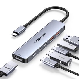 LENTION Hub USB C 6 en 1 con USB C a HDMI 4K@60Hz, 10G USB C y USB 3.2 Gen2, 100W PD, para MacBook Air 2018-2023, Nuevo Mac Pro, Más (CE37, Gris Espacial).