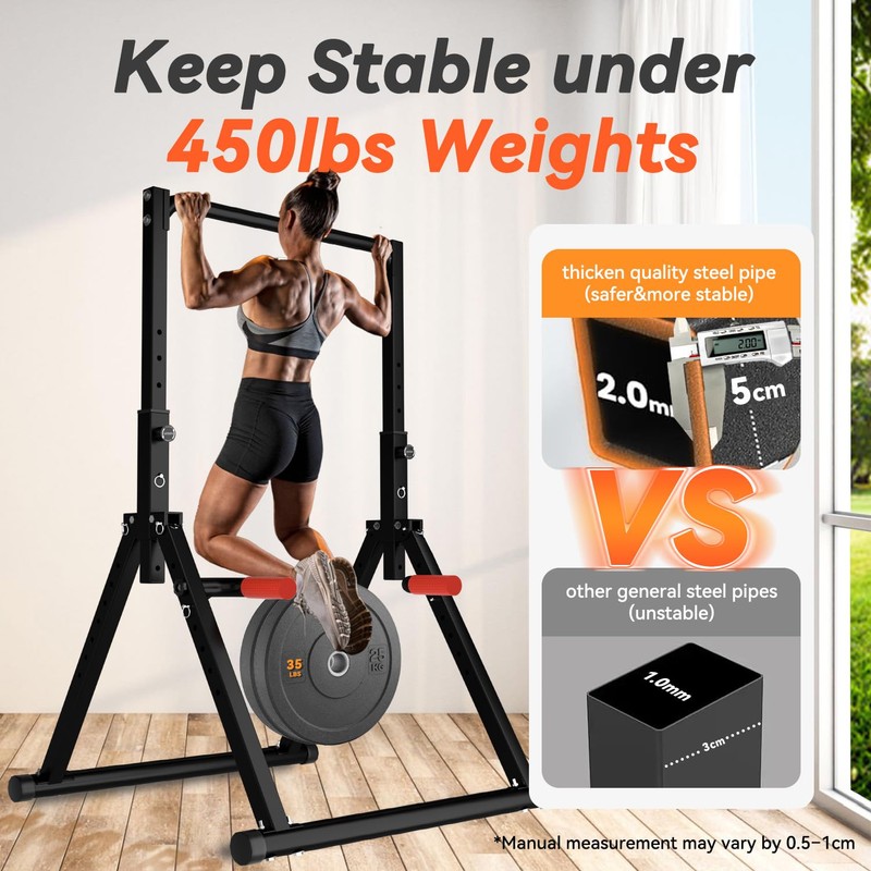 WATBKHE Power Tower Pull Up Dip Station Foldable, Pull Up