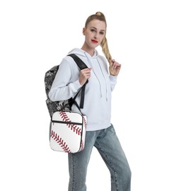 Baseball Insulated Lunch Bag, Reusable High Capacity Thermal Lunch Box Tote Bag, Cooler Food Handbag for Kids Boys Girls Adults Men Women, Back to School Work Travel Picnic Outdoor (Baseball A1)