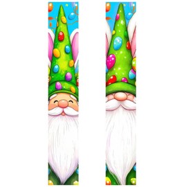 BlissYard 2pcs Happy Easter Porch Sign 71x12 Inch Easter Gnome Porch Signs Banners Hanging Front Porch Door Decorations Banner Decor Gnome Door Couplet Door Decorations for Front Door Party Supplies