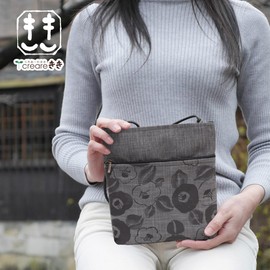 CreareKi AS-111 Women's Pochette, Cross-body Shaped, Small, Lightweight, Lightweight, Made in Japan, Japanese Clothing, Sumi, Binchotan Dyed, Lightweight Mini Shoulder, Pocket, Travel, Shoulder,