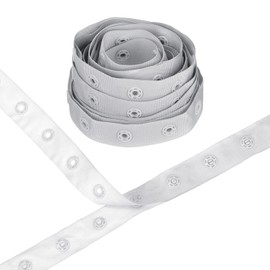 M METERXITY Plastic Snap Buttons, 5 Yards Plastic Snaps, Polyester Tape Hook & Eye Zipper Popper Press Stud Fastener for Sewing/Clothes/Fabric/DIY Craft [Gray, 25mm Spacing]