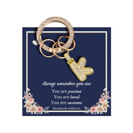 VGROSIA Gold Bubble Letter Keychain With Rhinestone K Initial Keychains For Women Purse Charms For Handbags