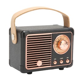 Retro Speaker, Plastic Portable Retro Speaker Vintage Mini Speaker with HiFi Stereo Ideal for Home & Outdoor Use, with Sound and Charging Cables