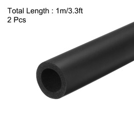 sourcing map 2pcs 3.3ft Pipe Insulation Tube 20mm ID 30mm OD Foam Tubing for Handle Grip Support, Black