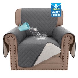 BellaHills Sofa Cover 100% Waterproof Sofa Covers 1 Seater Armchair Covers Triple Non-Slip Sofa Slipcovers for 1 Cushion Chair Washable Sofa Protector for Kids/Pets (Chair 23",Gray)