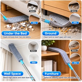 Extendable Under-Bed Duster for Hard-to-Reach Cleaning – Washable Soft Bristle Brush for Sofas, Beds & Furniture
