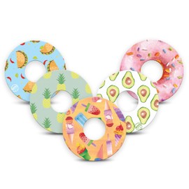 ExpressionMed - Adhesive Patch for Libre 3 (5-Pack) - Pre-Cut, Waterproof, Non-Fraying CGM Tape (Yummy Foods)