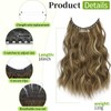 KooKaStyle Invisible Wire Hair Extensions with Transparent Headband Adjustable Size