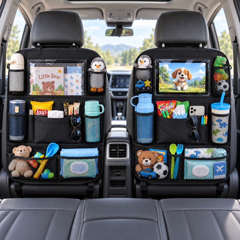 Car Backseat Organizer for Seat-Back Storage – Foldable Cloth Organizer