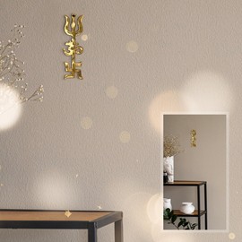 Tarini Gallery Brass Trishakti Yantra Wall Hanging Spiritual Religious Hanging for Home Office Main Door Entrance Pooja Room Temple Décor Decoration and Gifting (Trishakti Yantra-8")