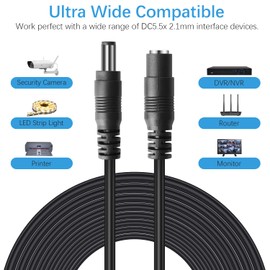 DC Power Extension Cable, 12V DC Extension Cord 2.1mm x 5.5mm Male to Female Power Cord for Outdoor Security Camera, Power Supply, IP Network Camera, Dvr Standalone (30ft)