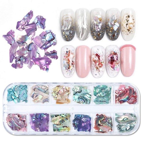 Irregular Abalone Seashell Slices, 3D Nail Art Shell Piece Nail