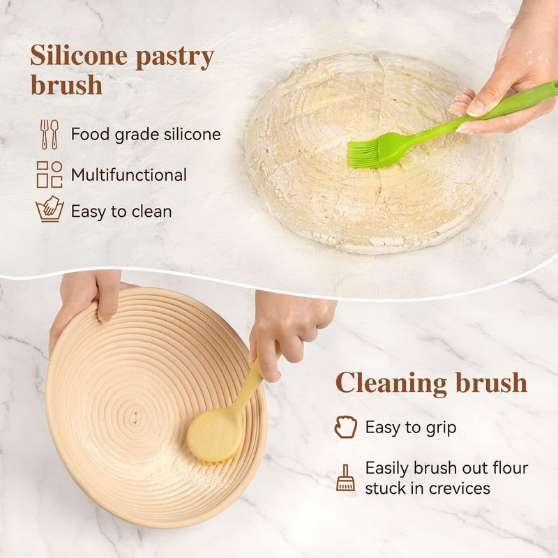 Lorzon Banneton Proofing Basket Set of 2, 10 Inch Round