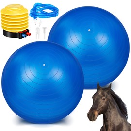 2 Pcs 40 Inch Horse Ball for Play Large Horse Ball Big Herding Ball for Horse Anti Burst Horse Soccer Ball Giant Horse Play Ball Toys for Horses to Play with, Pump Included (Blue, 40 Inch)